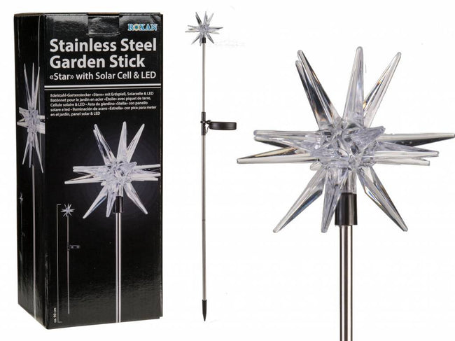 Stainless Steel Garden Stick <Star> with Solar Cell& LED