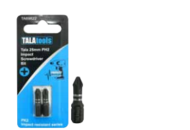 Tala 25mm Phillips PH2 Impact Screwdriver Bit (2pk)