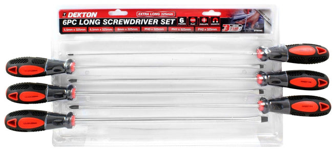 Dekton Phillips, Flat Head Extra Long Screwdriver Set 325mm