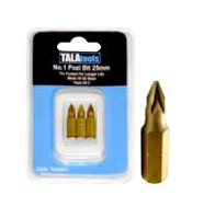 Tala 25mm Pozi PZ2 TiN Coated Insert Bit Pk (3)
