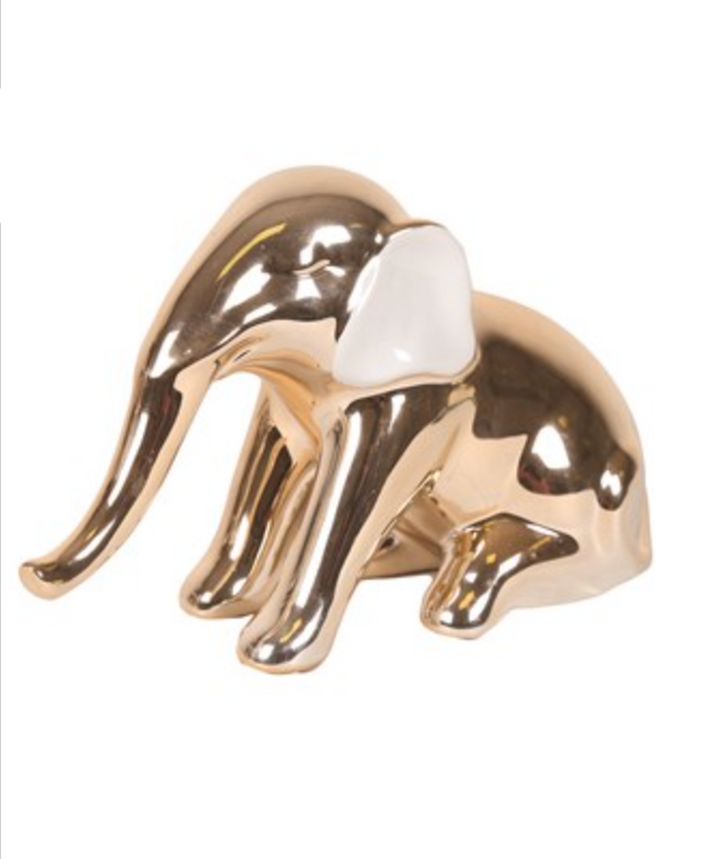 White Gold Walking Elephant 13cm