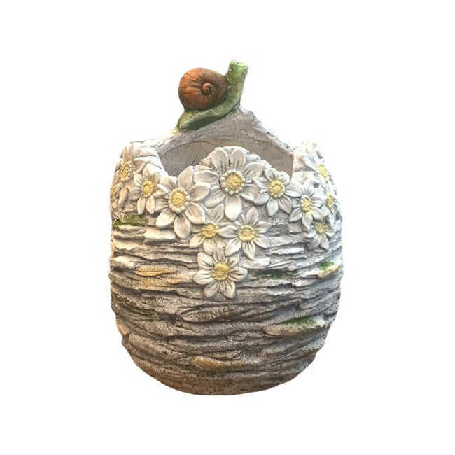 Garden decor floral snail flower pot planter