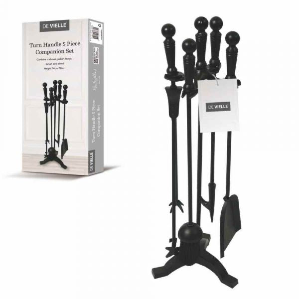 De Vielle 5pc Turn Handle Fireside Companion Set