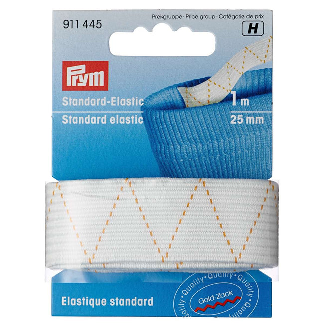 Standard elastic, 25mm, white, 1m