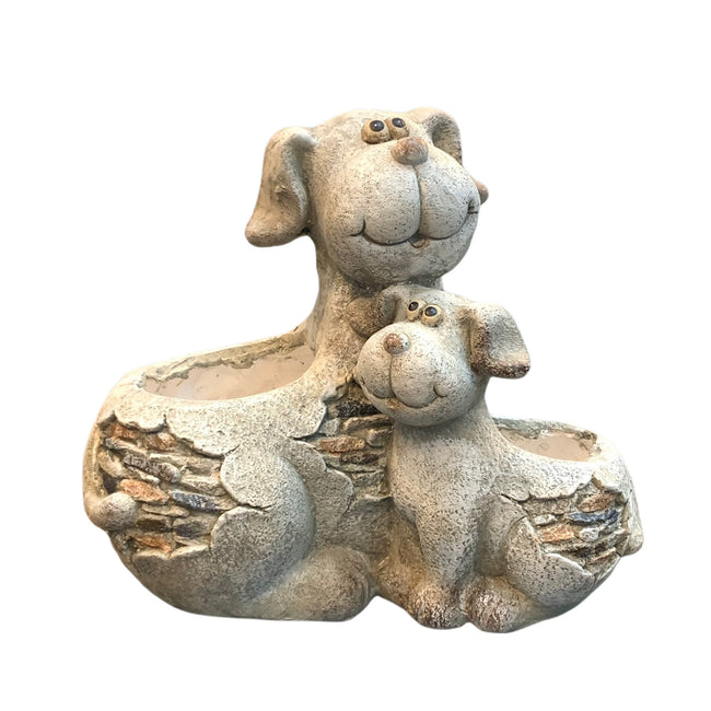 Garden decor hugging dog flower pot planter