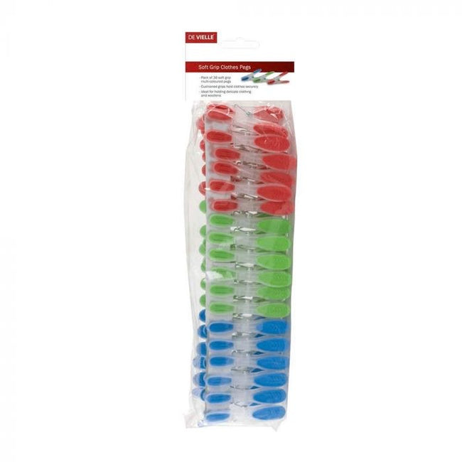 De Vielle Rubber Grip Pegs – 36 Pack