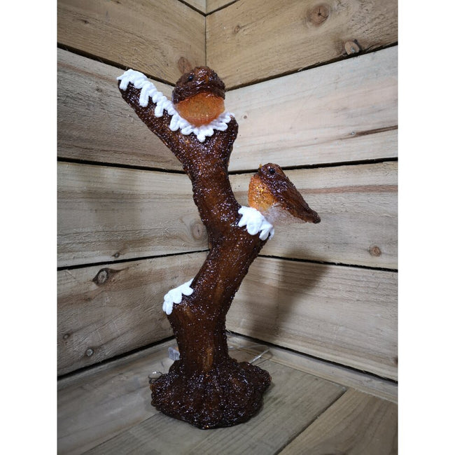 Premier 43cm Acrylic Christmas Branch with Two Robins and 30 White LEDs