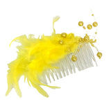 Lemony Yellow Feather Pearl Headpiece