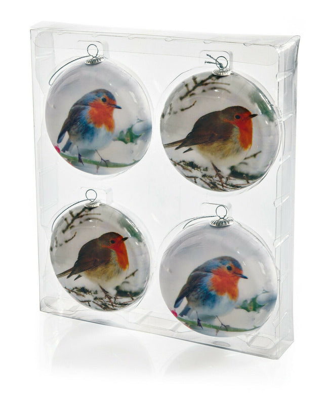 Chritmas Robin Bauble Set of 4