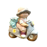 Garden decor girl moped flower pot