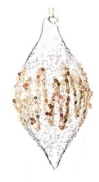 Christmas Bauble Glass Clear Gold with Sequin 8cm