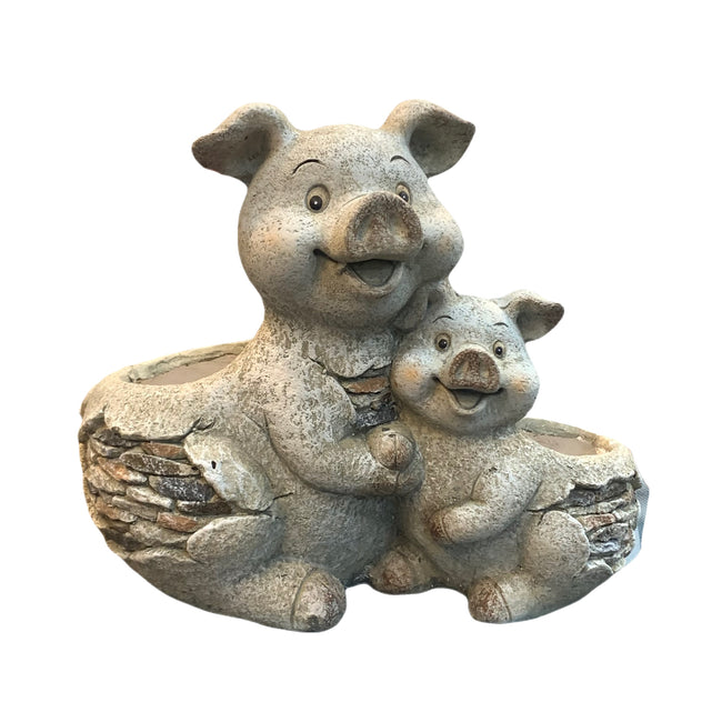 Garden decor hugging pig flower pot planter