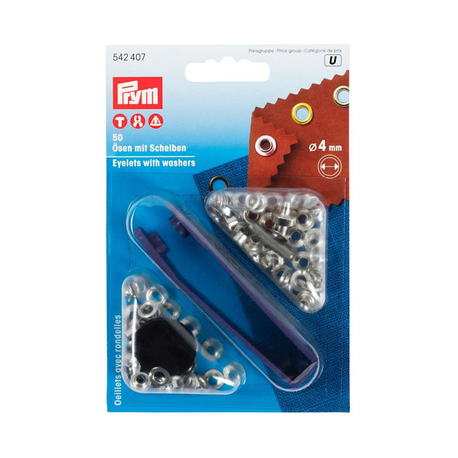 Prym Eyelets and washers, 4.0mm, gold 50pc