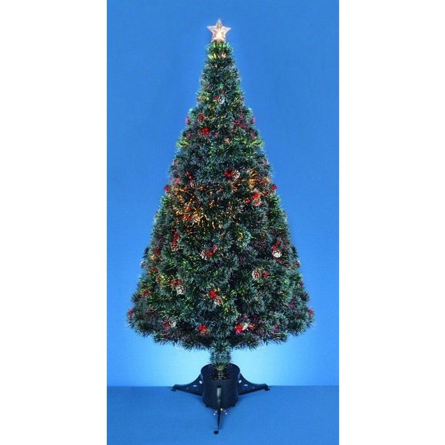 PREMIER 1.8M FIBRE OPTIC TREE WITH PINECONES & BERRIES