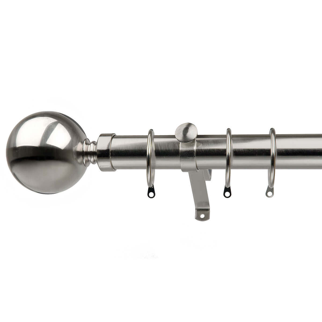 Crown Curtain Tracks Viscount 28mm Pole Brushed Steel 160cm