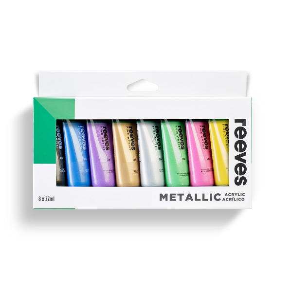 Reeves Acrylic Set 8 x 22ml | Metallic