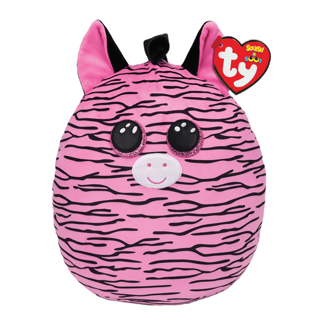 TY 10” Squish-A-Boo Zoey PINK AND BLACK STRIPED ZEBRA