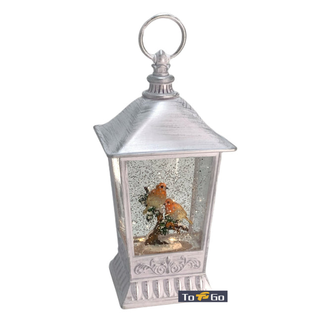 Christmas Led Robbin Spinner White 27CM
