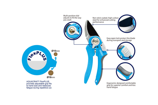 Aquacraft Adjustable Bypass Secateurs