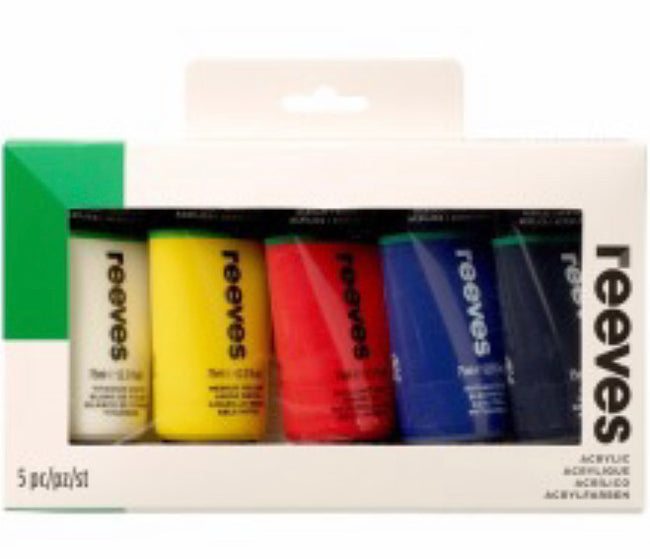 Reeves Fine Artist Acrylic Set Of 5 75ml