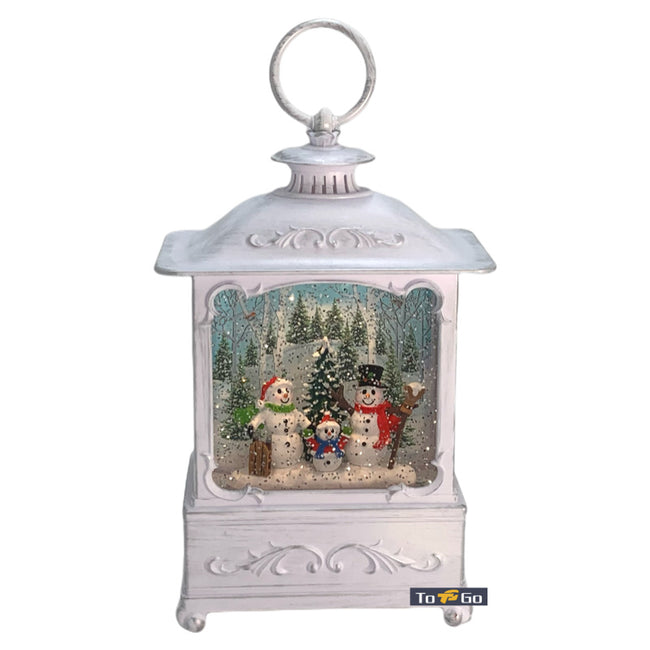 Christmas LED Water Spinner Lantern Snowman 23CM