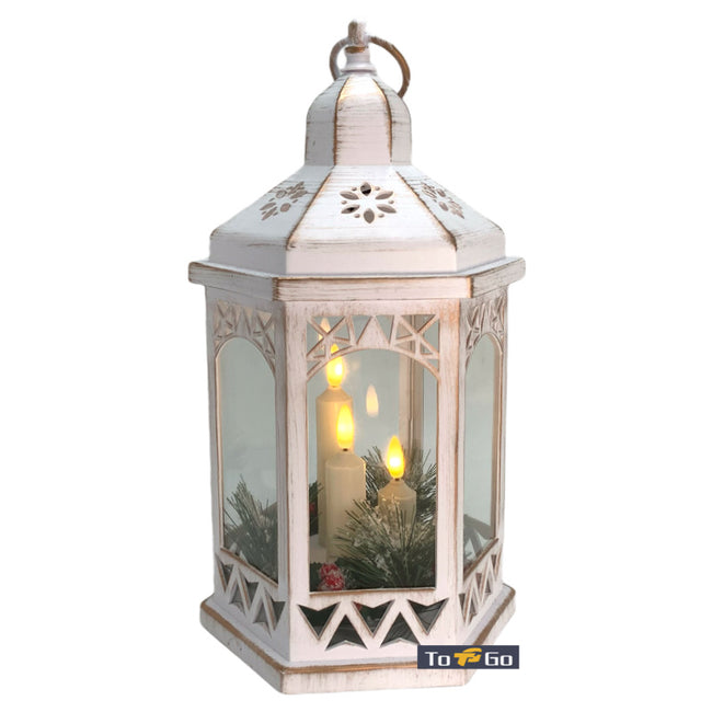 Christmas Hexagonal White Lantern 30CM