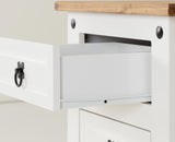 Corona 3 Drawer Bedside Chest in White/Distressed Waxed Pine