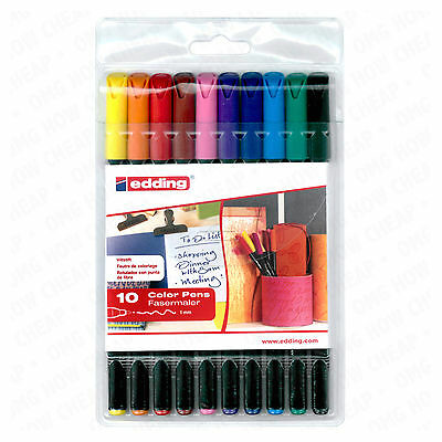 10 X Edding 1200 Artist Felt Tip Art Illustration Drawing Pens In Handy Wallet