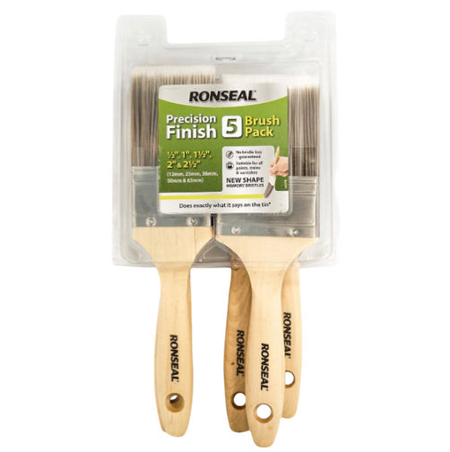 Ronseal Precision finish Fine tip Paint brush, Pack of 5