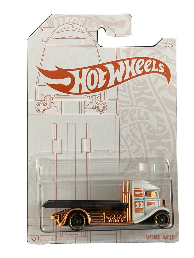 Hot Wheels 2020 52nd Anniversary Pearl & Chrome 3/6 Fast-Bed Hauler