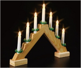 7 Led Wooden Candle Bridge Pine