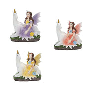 Fairy Ornament ELEGANT FAIRY WITH UNICORN GARDEN ORNAMENT 3 ASSORTED