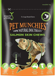 LARGE Pet Munchies Salmon Skin Chew Bones Dog Treat 125g