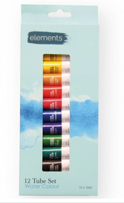 Elements 12x12ml Tube Watercolour Paint Set