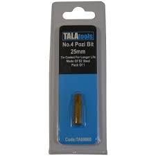 Tala 25mm Pozi PZ4 TiN Coated Insert Bit Pk (1)