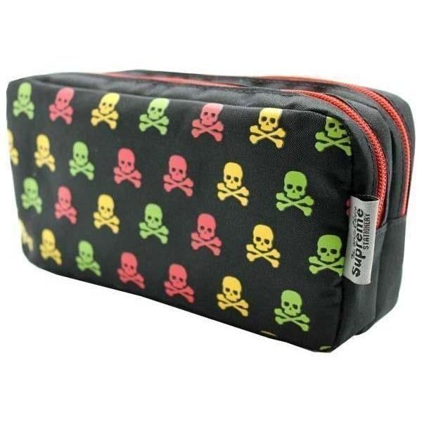 Supreme Double Zip Pencil Case - Black with Skull Heads