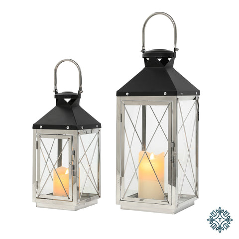 Nova set of two lanterns chrome/grey medium/small
