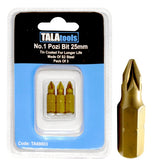 TAL69862 - Tala 50mm Pozi PZ2 TiN Coated Insert Bit Pk (3)