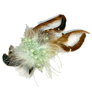 Minty Brown Feather Pearl Headpiece
