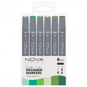 Nova Designer Markers - Greens - 6 Pack