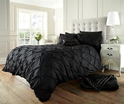 GAVENO CAVAILIA Alford Pintucks Style Luxurious Duvet Cover Sets Quilt Cover Sets Bedding Sets with Pillowcases (Black, King)