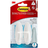 Command Bathroom Medium Hooks With Water Resistant Strips