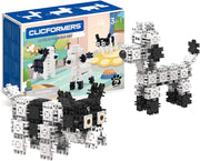 Clicformers 806002 Loving Friends 79-Piece Modelling Construction STEM Educational Toy. Makes Three Dogs clickable, Black, White