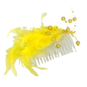 Lemony Yellow Feather Pearl Headpiece