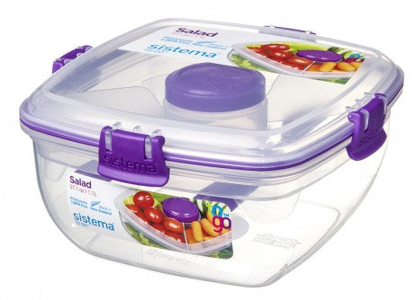 SISTEMA TO GO Salad container 1.1l knife, fork, dressing container