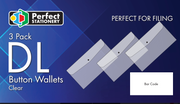 Perfect stationery Button Wallets DL Clear 3 Pack