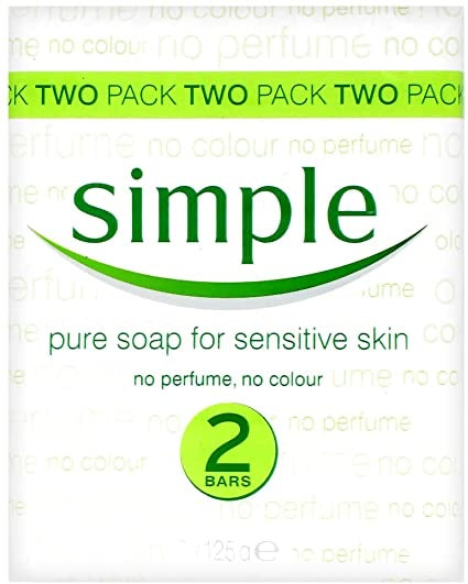 Simple Antibacterial Soap for Sensitive Skin, 125 g (2 Bars)