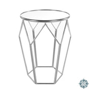 Geometric accent table mirrored silver