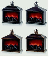 1 Premier Indoor Flame Effect Fireplace Lantern Warm Glow LED With Timer 21cm