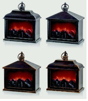 1 Premier Indoor Flame Effect Fireplace Lantern Warm Glow LED With Timer 21cm
